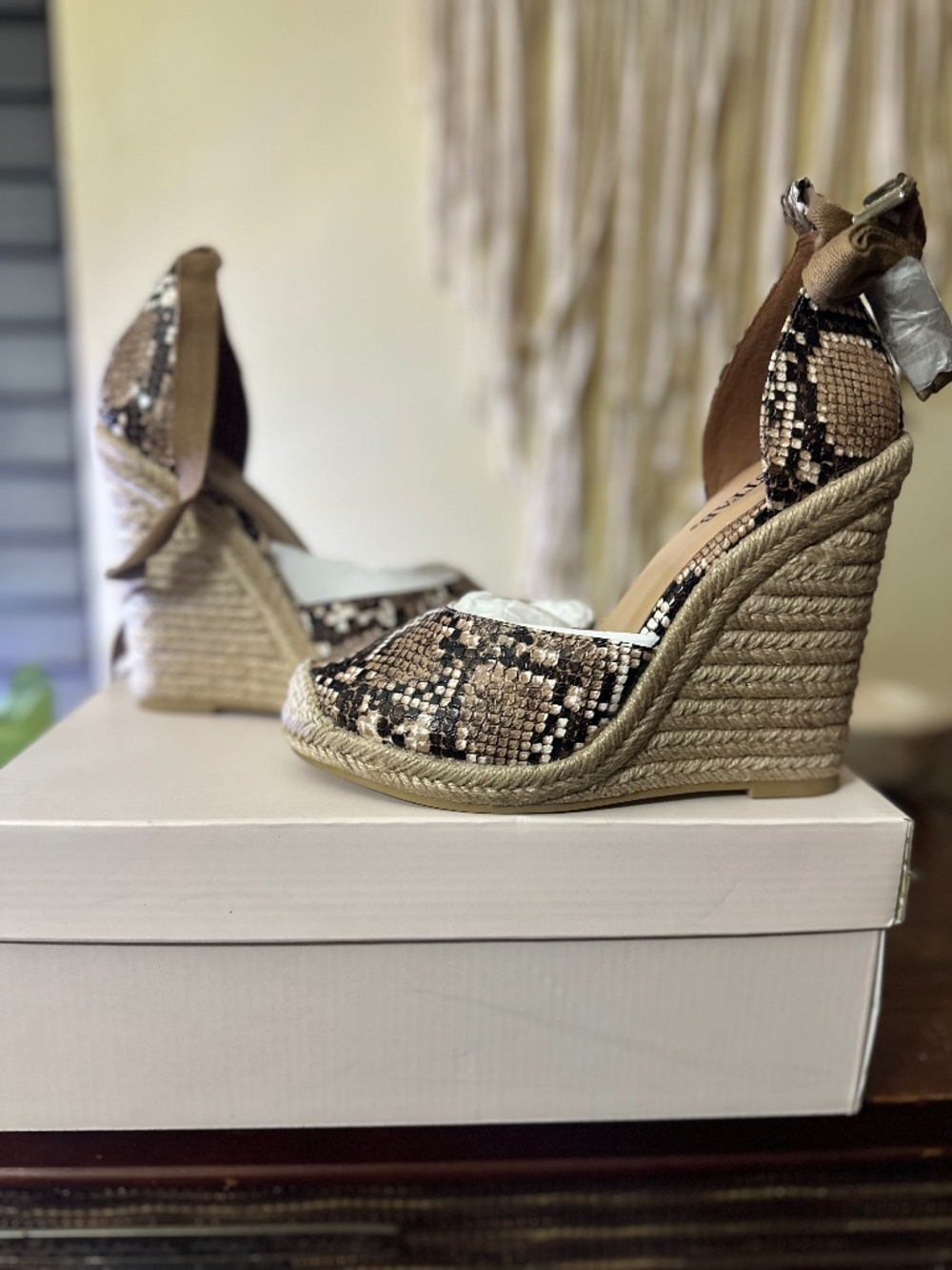 ASOS Snakeskin Espadrille Wedge Heels 🐍🤎